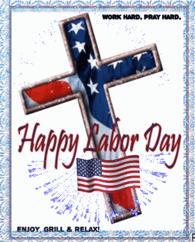 Happy Labor Day Greeting Card With Cross and American Flag
