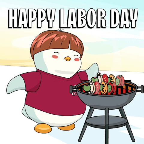 Happy Labor Day Grilling Penguin GIF