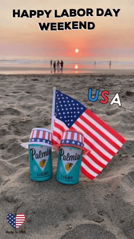 Happy Labor Day Weekend Beach Celebration GIF
