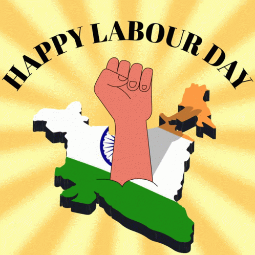 Happy Labour Day Poster With India Map GIF