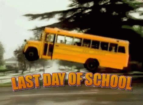 Happy Last Day Of School Flying School Bus GIF