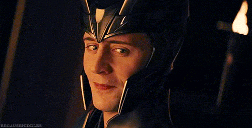 Happy Loki Smiling With Headdress Costume GIF