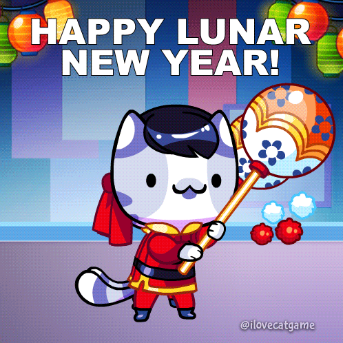 Happy Lunar New Year 2022 Cat Collector Game GIF