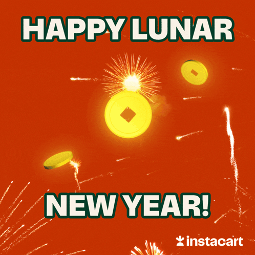 Happy Lunar New Year 2022 Coins Fireworks GIF