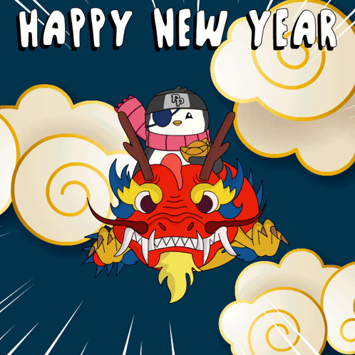 Happy Lunar New Year 2022 Penguin Dragon GIF