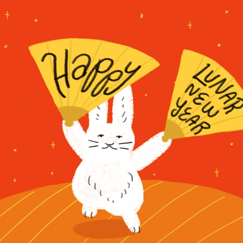 Happy Lunar New Year By Hopping Bunny GIF