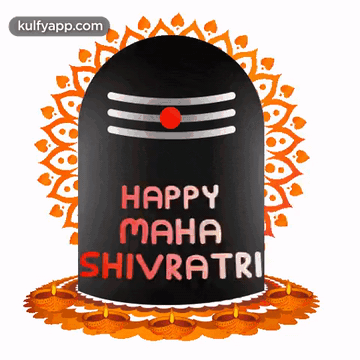 Happy Maha Shivaratri Greeting Card With Shiva Lingam And Candles GIF