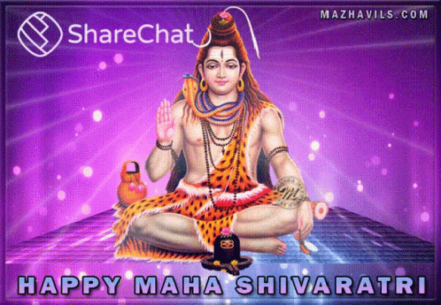 Happy Maha Shivaratri Shiva on Purple Background