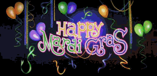 Happy Mardi Gras Neon Balloons GIF