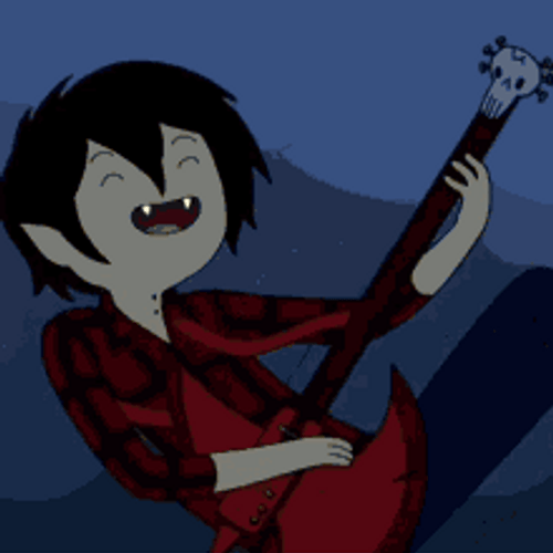 Happy Marshall Lee Adventure Time With Flaming Effects GIF