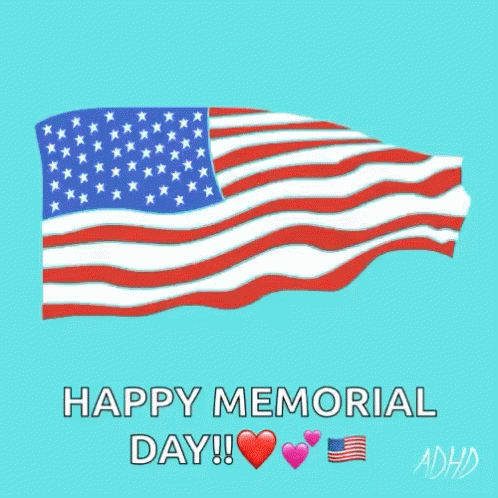 Happy Memorial Day Greeting Card With Waving American Flag