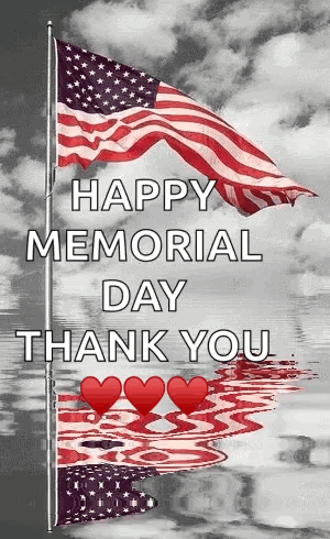 Happy Memorial Day Thank You Card with Flying American Flag