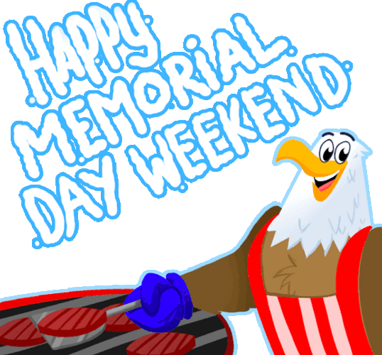 Happy Memorial Day Usa Eagle Flipping Burgers GIF