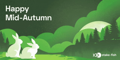 Happy Mid-Autumn On Green Background GIF
