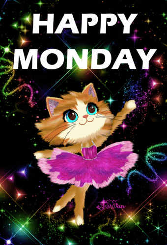 Happy Monday Cat Wearing Purple Tutu