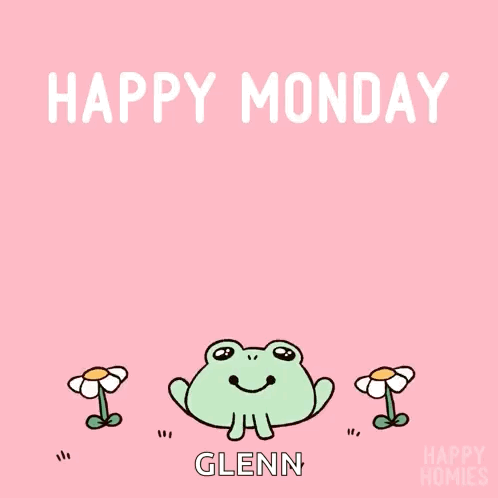 Happy Monday Greeting Card With Frog and Daisies