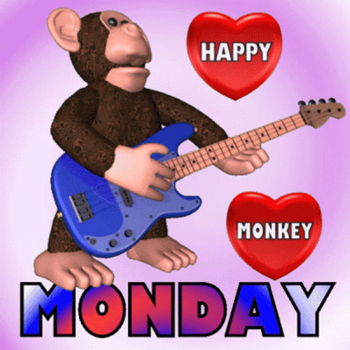 Happy Monday Rockstar Monkey GIF