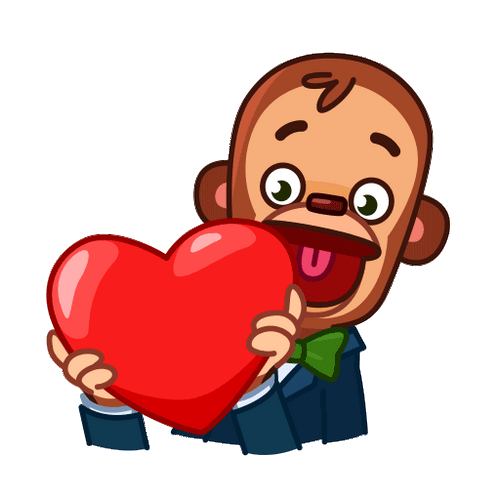 Happy Monkey Puppet Love Heart GIF