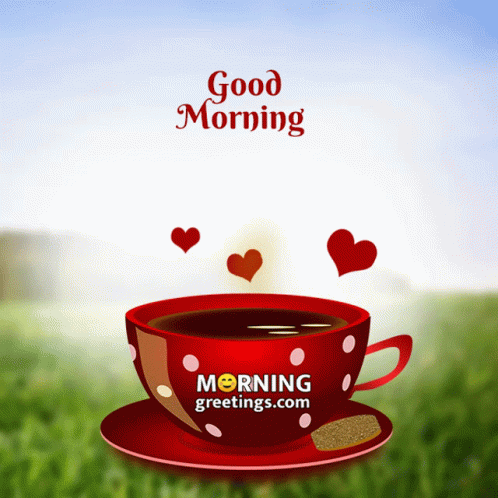 Happy Morning Hearts Popping Out GIF