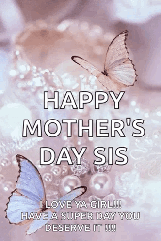 Happy Mother's Day Card With Butterflies And Pearls GIF