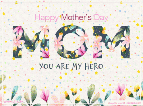 Happy Mother's Day Card With Mom Made Of Flowers GIF