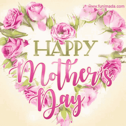 Happy Mother's Day Card with Pink Rose Heart