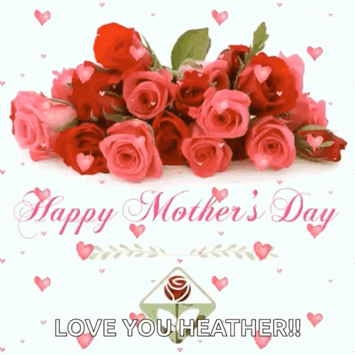 Happy Mother's Day Card With Roses And Hearts GIF