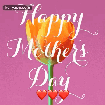 Happy Mother's Day Card With Tulip And Hearts GIF