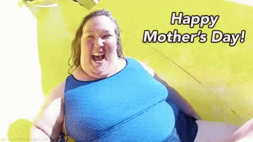 Happy Mother's Day Card with Woman in Blue