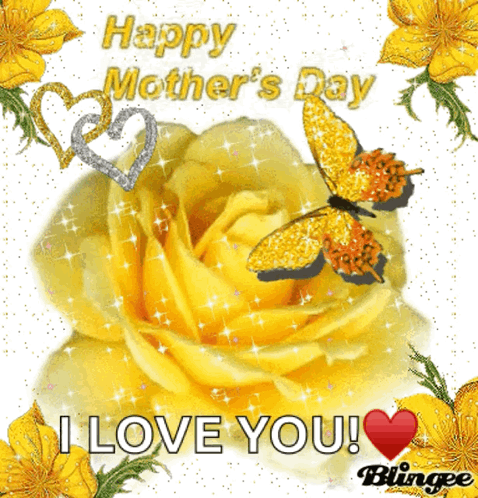 Happy Mother's Day Card With Yellow Flowers GIF