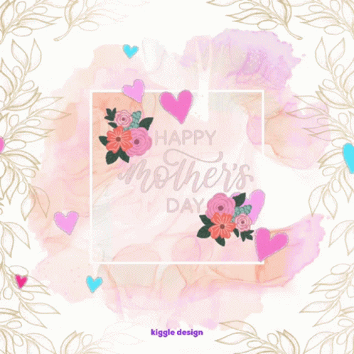 Happy Mother's Day Greeting Card With Hearts