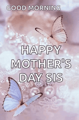 Happy Mother's Day Sis Card With Tea and Purple Flowers