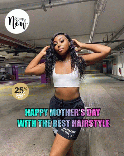 Happy Mother's Day Woman in Parking Garage