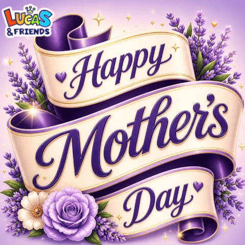 Happy Mothers Day Card With Purple Flowers