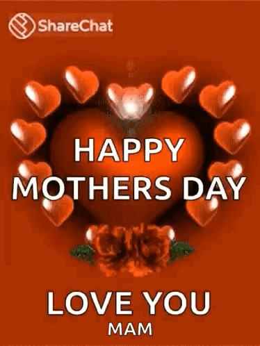 Happy Mothers Day Greeting Card With Hearts