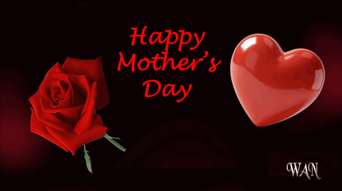 Happy Mothers Day Greeting With Rose And Heart GIF