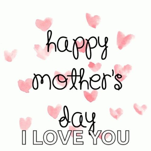 Happy Mothers Day I Love You Pink Hearts GIF
