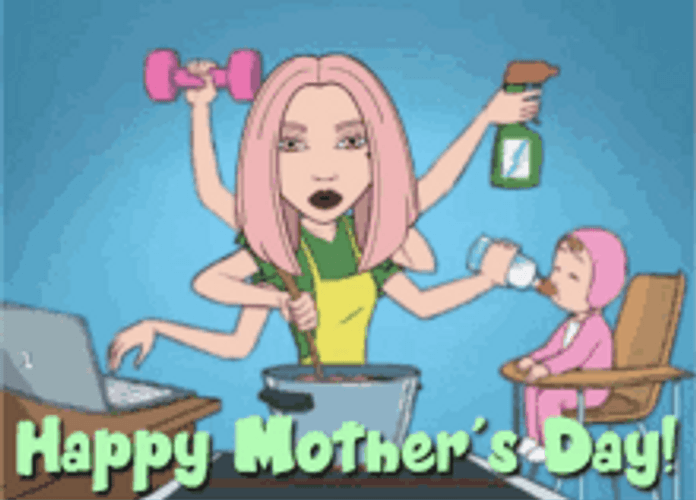 Happy Mothers Day Niece Multitasking Animation GIF