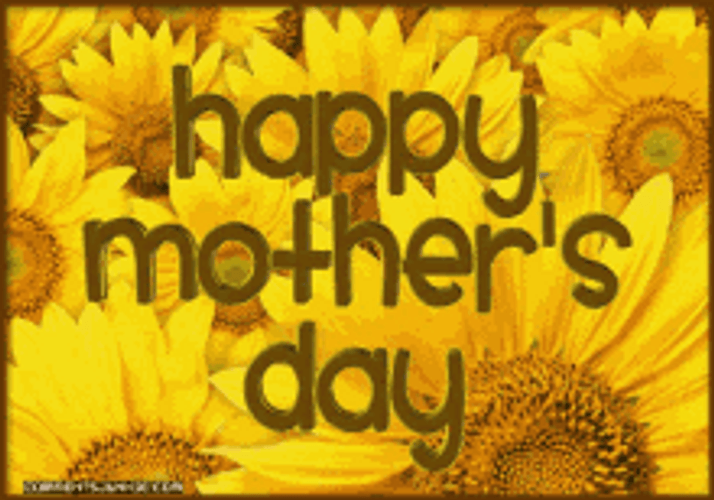 Happy Mothers Day Niece Sunflower Rotating Text Animation GIF