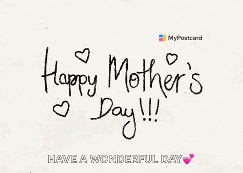 Happy Mothers Day Postcard with Hearts