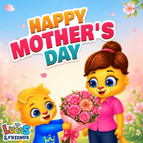 Happy Mothers Day Poster With Lucas and Friends