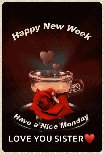 Happy New Week Card With Coffee and Rose