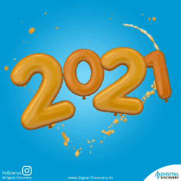 Happy New Year 2021 Animated Sparkling Heart GIF