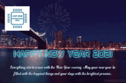 Happy New Year 2021 City Fireworks Wish Greeting GIF