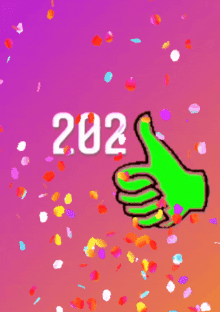 Happy New Year 2021 Confetti Thumbs Up GIF