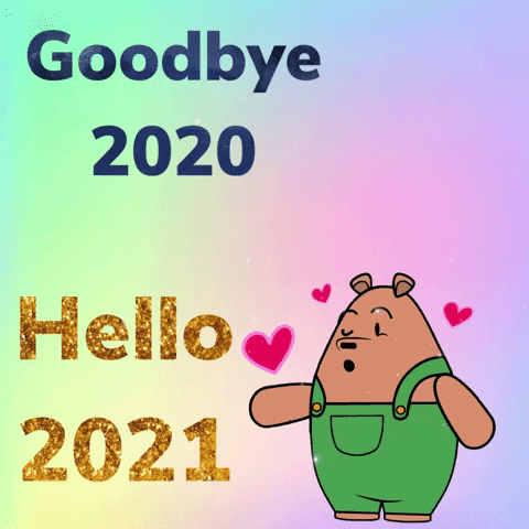 Happy New Year 2021 Goodbye 2020 Bear Hearts GIF