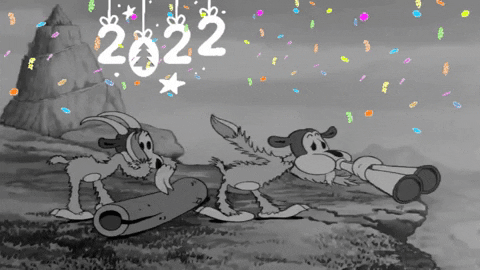 Happy New Year 2022 Celebrating Cartoon GIF