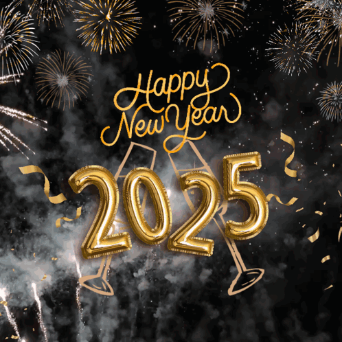Happy New Year 2025 Poster With Fireworks