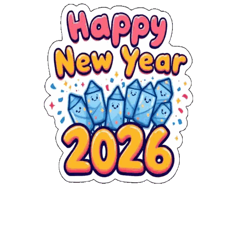 Happy New Year 2026 Blue Fireworks Sticker