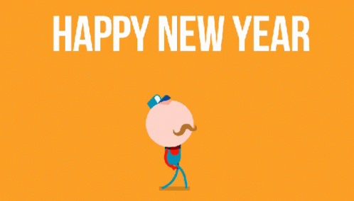 Mustache Man Happy New Year Animated GIF
